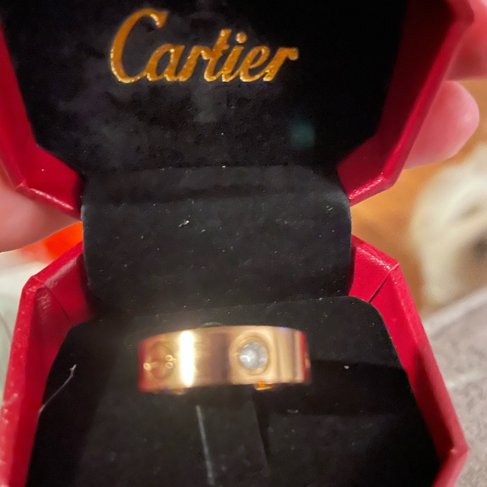 Love band 3 stone SS with gold plated size 9